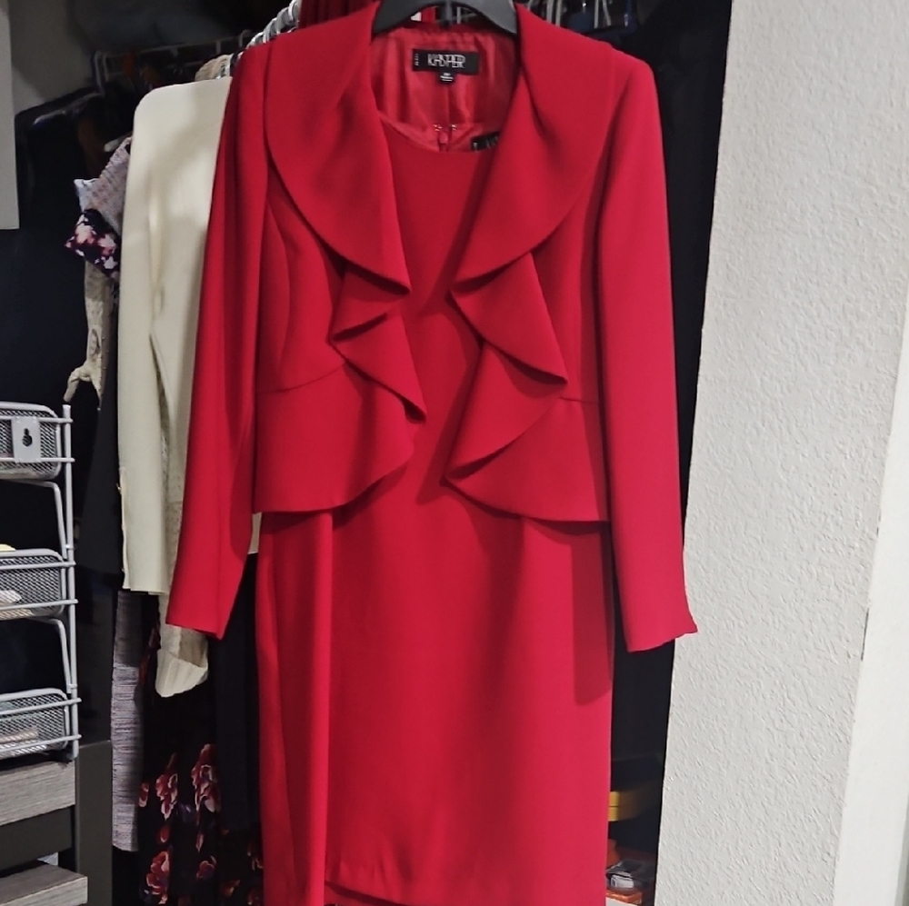 Kasper Red Women's Dress with Jacket